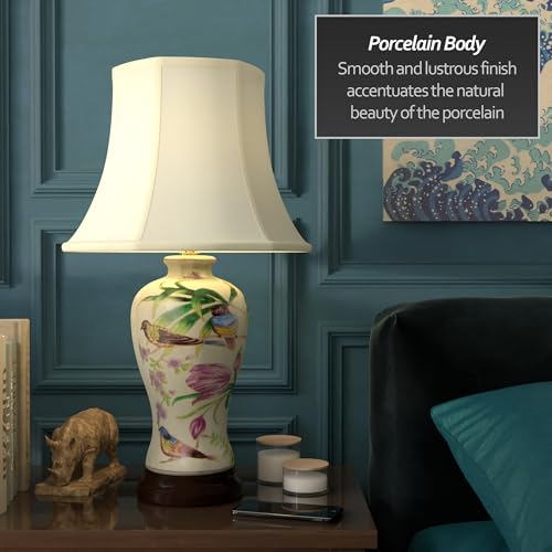 29" Floral White Porcelain Lamp