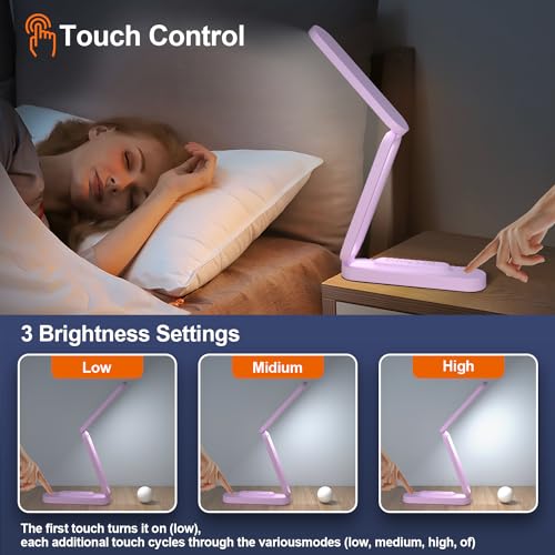 LED Desk Lamp for Office Home & Battery Operated Lamp Rechargeable Lamp Foldable & Portable Light