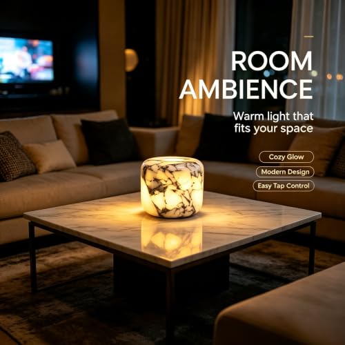 Natural Marble Lamp Cordless Touch Control Night Light 3