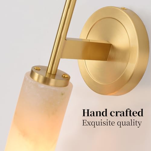 Modern Brass Alabaster Wall Sconces Sets of Two