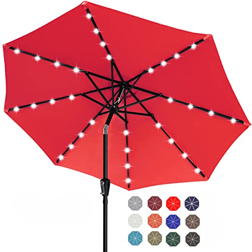Solar Led Patio Umbrella with 32 Lights 9FT