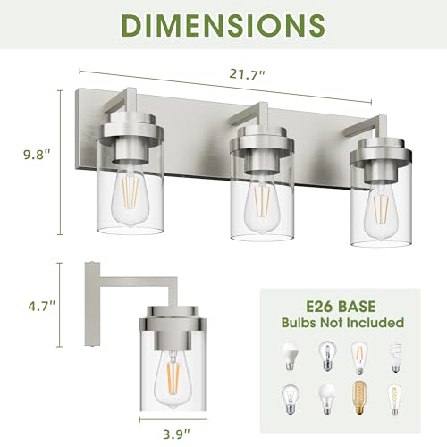 Bathroom Lighting Fixtures (3 Count)