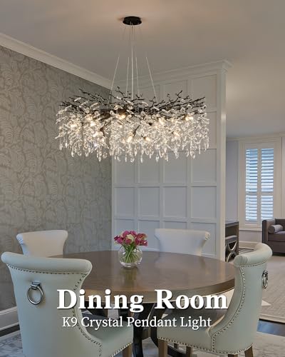 Modern Black Tree Branch Crystal Chandelier Luxury Crystal Pendant Lighting 40" Contemporary 14