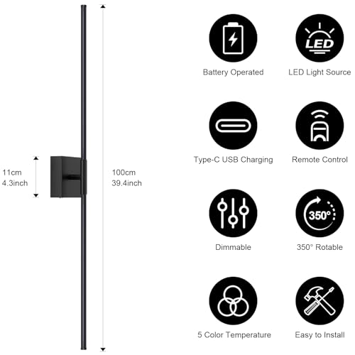 Wall Sconces Set of Two with Remote Control (2 Count)