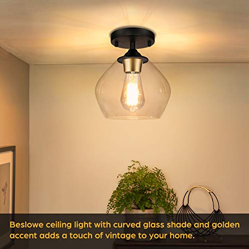 Modern Semi Flush Mount Ceiling Light with Clear Glass Shade
