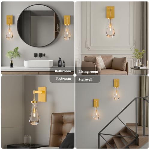 Raindrop Brass Crystal Wall Sconce
