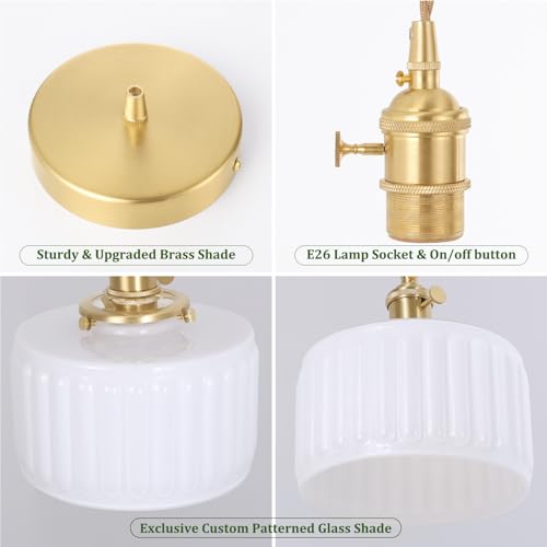 Pendant Light 2 Pack with White Striped Glass Lmapshade (2 Count)