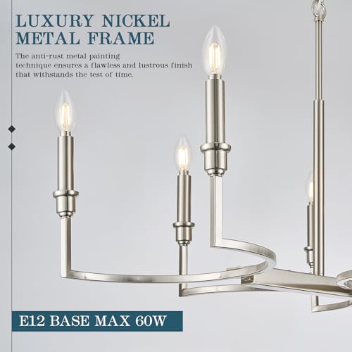 8 Light Candelabra Chandelier Dining Room Nickel Chandeliers 38in