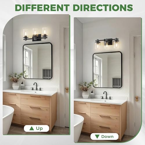 20 Inch 3 Light Upgraded Black Bathroom Light Fixture