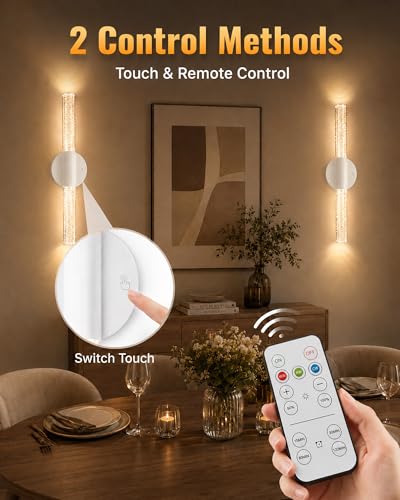 White Rechargeable Wall Sconces Set of 2 (2 Count)