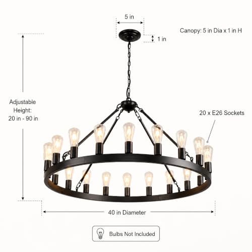 Black Wagon Wheel Chandelier