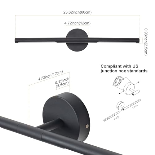 Matte Black Bathroom Light Fixtures Over Mirror 24 Inch