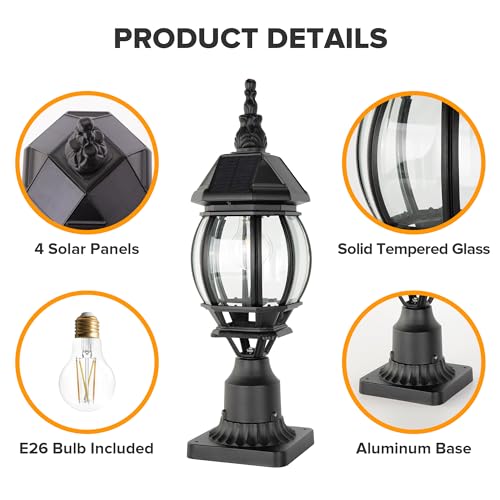 Solar Post Light With Pier Mount Base