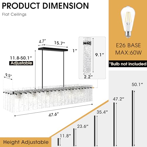 Modern Black Rectangle Chandelier