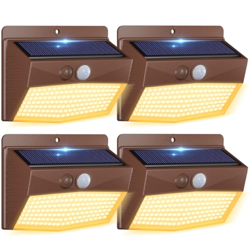4 Pack Solar Motion Sensor Lights Outdoor Waterproof with 3 Modes (4 Count)