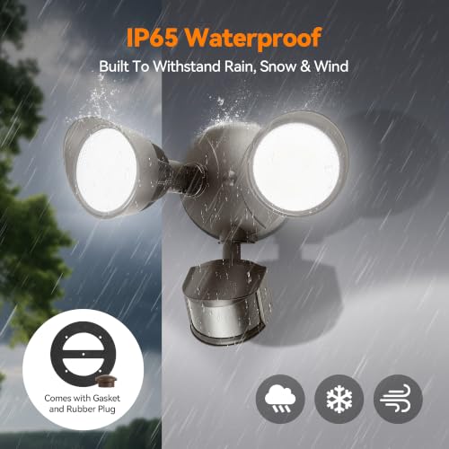 45W 5500LM PIR Motion Sensor Outdoor Lights