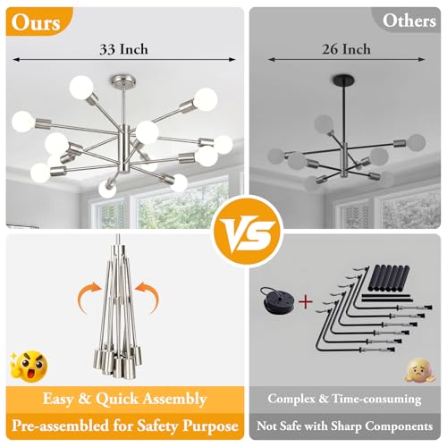12 Light Modern Chandelier for Dining Room