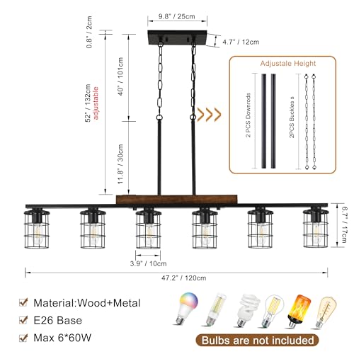 6 Light Farmhouse Kitchen Light Fixture