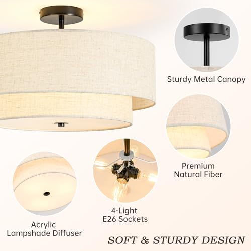 4 Light Semi Flush Mount Ceiling Light