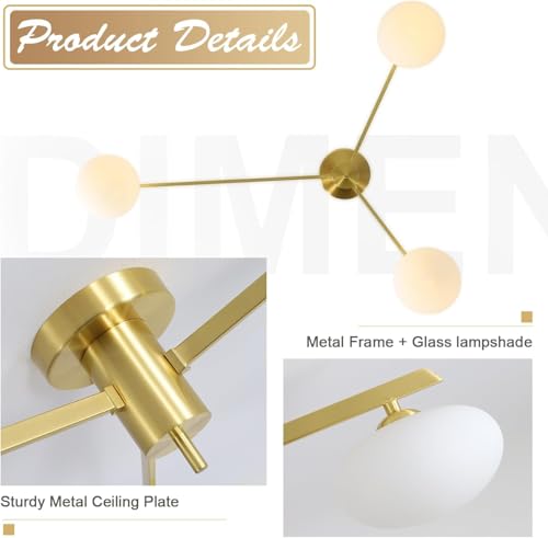 3 Light Gold Sputnik Ceiling Light Fixture
