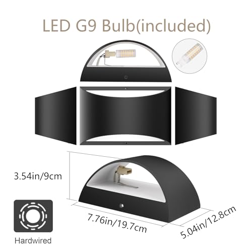 Black Modern LED Wall Sconce Indoor Wall Lights 1 Pack Hardwired Up and Down Wall Mount Light for Living Room Bedroom Hallway Corridor Conservatory Warm White 3000K