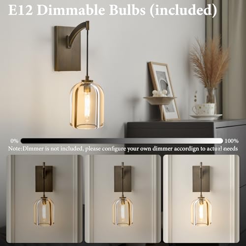 Crystal Brass Hemisphere Wall Sconce