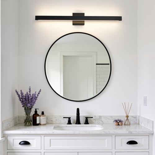 Modern Bathroom Vanity Light Black Bathroom Light Fixture Over Mirror 32 Inch 26W Dimmable 5CCT LED Vanity Light Bar for Bathroom Mirror Cabinets Bedroom