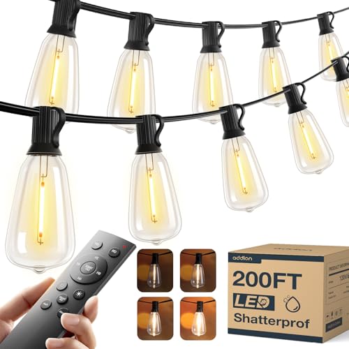 200FT(50FT*4) Outdoor String Lights ST38 LED with Remote Waterproof (200 Foot)