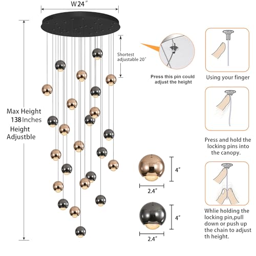 LED Staircase Chandelier Crystal Ceiling Lights Large Chandeliers for High Ceilings