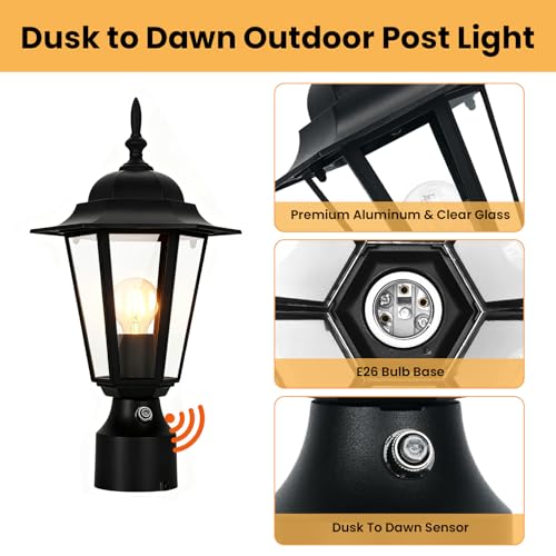 15"H Dusk to Dawn Outdoor Post Light