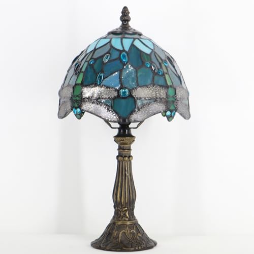 Tiffany Lamp Stained Glass Table Bedside Accent Light 8X8X14.5 inch