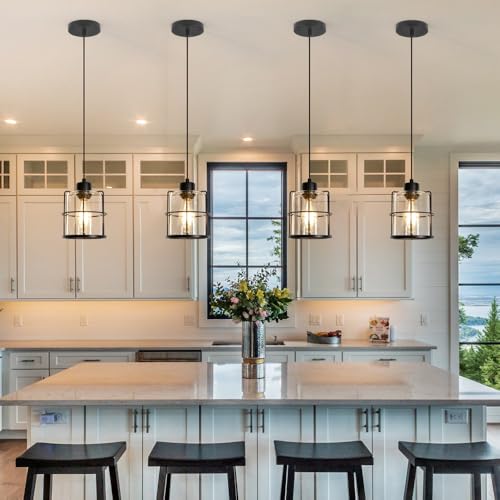 Industrial Black Pendant Lights Kitchen Island (2 Count)