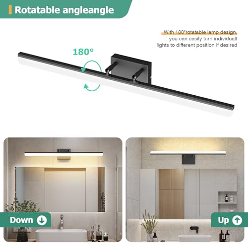 Black Vanity Light 31.5" Long 24W LED Bathroom Light Bar with 5CCT Adjustable Modern Bathroom Vanity Light Fixture for Mirror