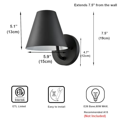 Industrial Wall Sconces with Metal Barn Wall Lights Set of 2 (2 Count)