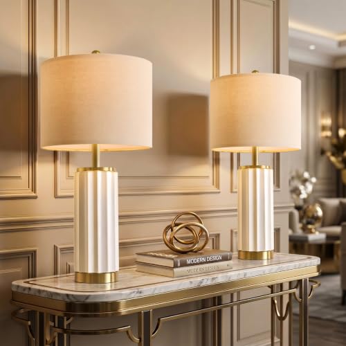 25.75" Off White Ceramic Table Lamp Set of 2 (2 Count)