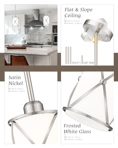 Brushed Nickel Pendant Lights Kitchen Island 2 Pack (2 Count)