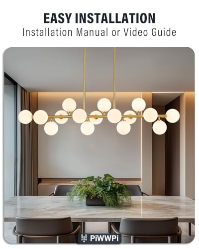 55" Long Brass Gold Chandeliers for Dining Room Kitchen Island