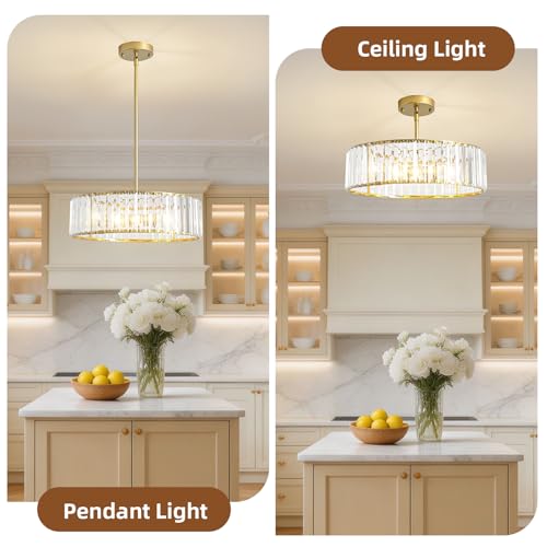 Modern Gold Crystal Chandelier for Dining Room 16 Inch (Gold / 16 in)