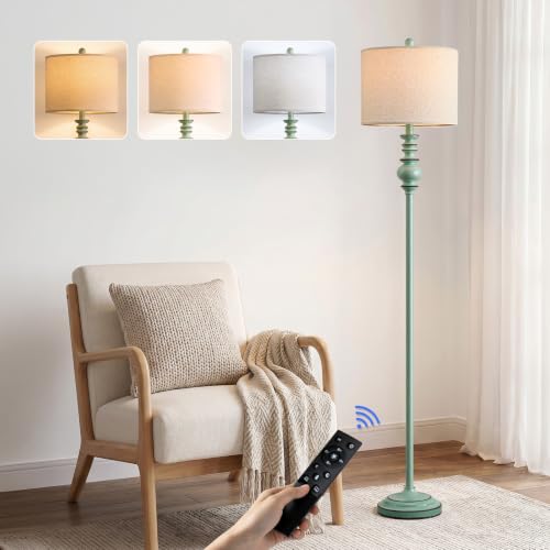 64.25" Farmhouse Floor Lamp with Remote (Rustic Blue)