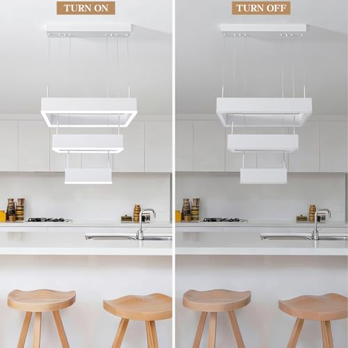 Modern LED Chandelier White 3 Ring Pendant Light Fixtures
