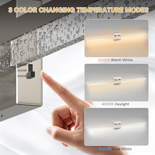 48inch Vanity Light Bar Over Mirror Nickel Bubbled Acrylic 3CCT