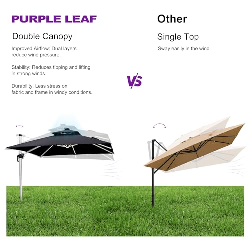 Cantilever Umbrella 11'X11' Double Top Solar LED Light