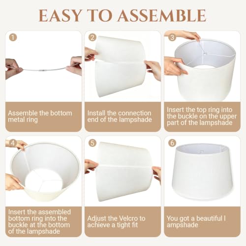 White Large Drum Lamp Shades Set of 2 (2 Count)