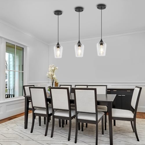 3 Pack Black Pendant Light Fixtures Modern Kitchen Lighting Over Island (3 Count)