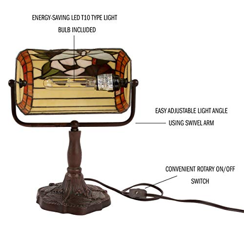 Tiffany Style Bankers Desk Lamp with Stained Glass Shade