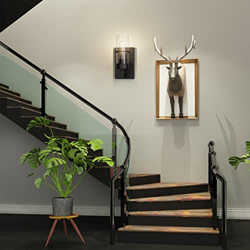 Black Hardwired Wall Sconces Set of 2 (2 Count)