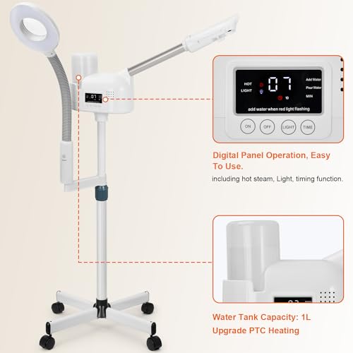 Professional Facial Steamer with 5X Magnifying Lamp