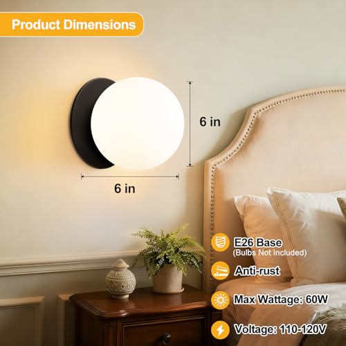 2 Pack Modern Matte Black Wall Light Fixtures (2 Count)
