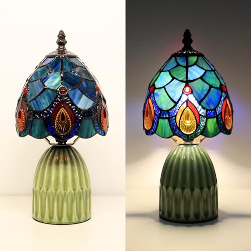 Tiffany Stained Glass Mushroom Table Lamp 12.5 Inch