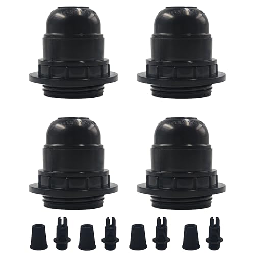 4Pcs E26 E27 Bakelite Black Medium Base Light Socket (4 Count)